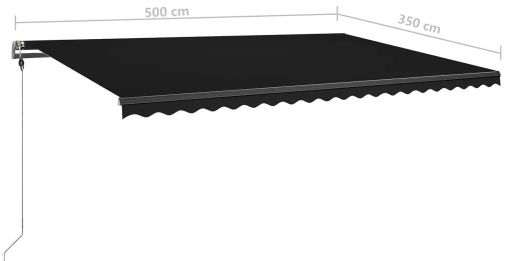 Τέντα Συρόμενη Χειροκίνητη Ανεξάρτητη Ανθρακί 500x350εκ. - Ανθρακί
