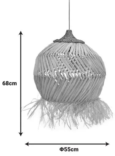 Φωτιστικό οροφής Koronse Inart sisal σε φυσικό χρώμα Φ55x68εκ 55x55x68 εκ.