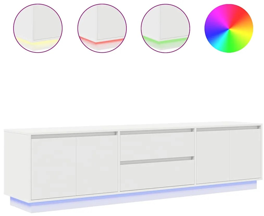 vidaXL Έπιπλο Τηλεόρασης με LED Λευκό 193,5x41x50 εκ.