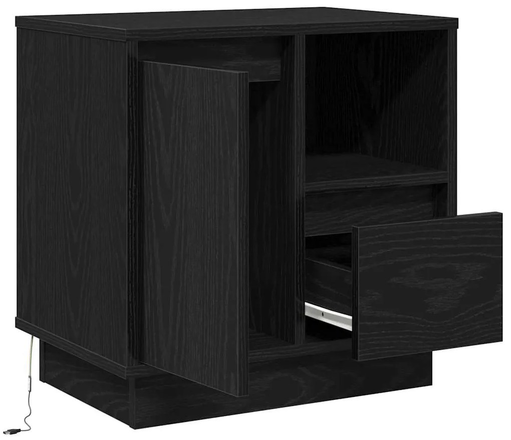 vidaXL Κομοδίνο με συρτάρι Μαύρο 50 x 34.5 x 50 εκ. Επεξεργασμένο ξύλο