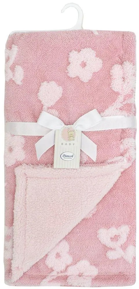 Κουβέρτα Sherpa Jacquard bebe 460 gsm Flower 09 75X100 Coral 100% Polyester 31482411002