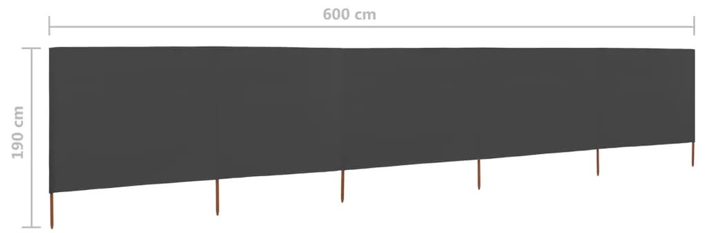 vidaXL Προστατευτικό Αέρα με 5 Πάνελ Ανθρακί 600 x 160 εκ. Υφασμάτινο