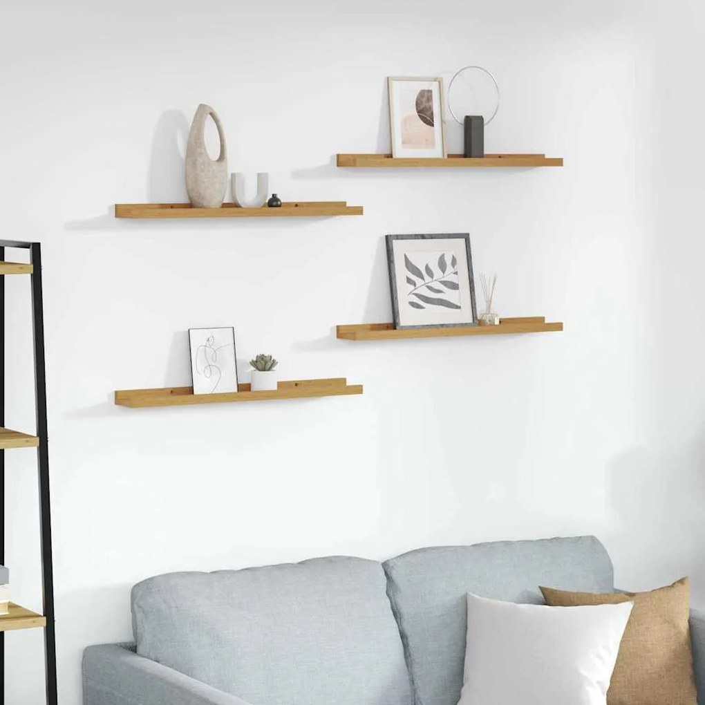 Ράφι Τοίχου με ράφι 4 pcs Μπεζ 60 x 9 x 3 cm Επεξεργασμένο ξύλο
