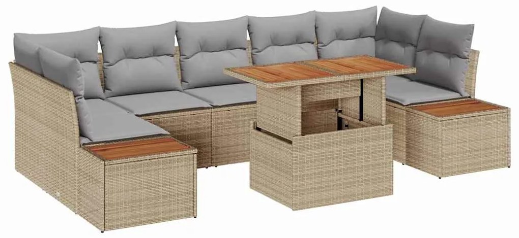 vidaXL Σέτ φαγητού για κήπο 8 pcs Μπεζ, Γκρι 100 x 55 x 73 εκ