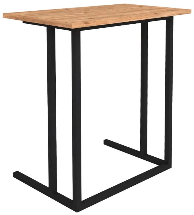 Τραπεζάκι βοηθητικό Jango Megapap μεταλλικό - μελαμίνης χρώμα μαύρο - pine oak 60x35,5x65,5εκ.