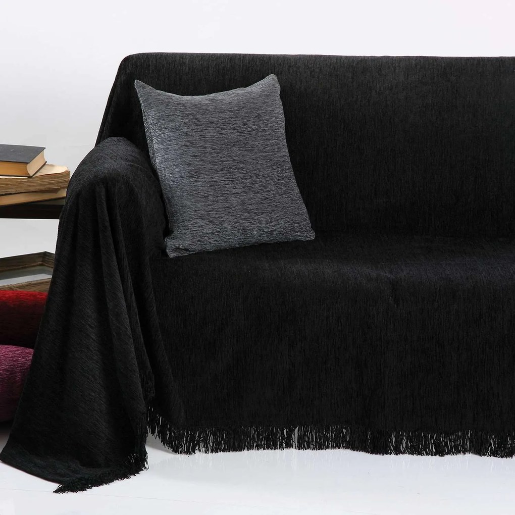 Ριχτάρι Ζακάρ Σενίλ 1300 Black Anna Riska Τετραθέσιο 180x320cm 100% Βαμβάκι