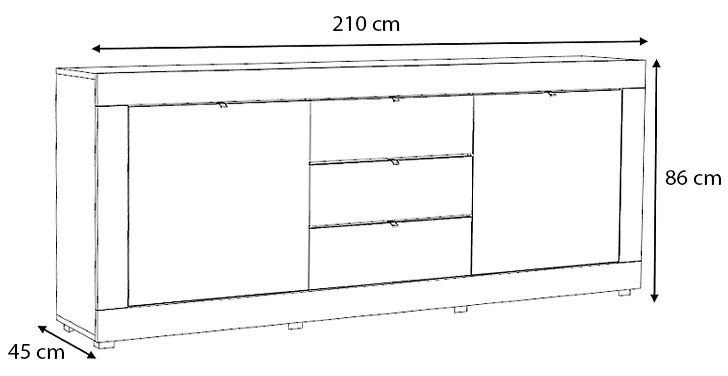 Μπουφές μελαμίνης Ocean Megapap χρώμα sonoma 210x45x86εκ. - GP028-0038,2 - GP028-0038,2