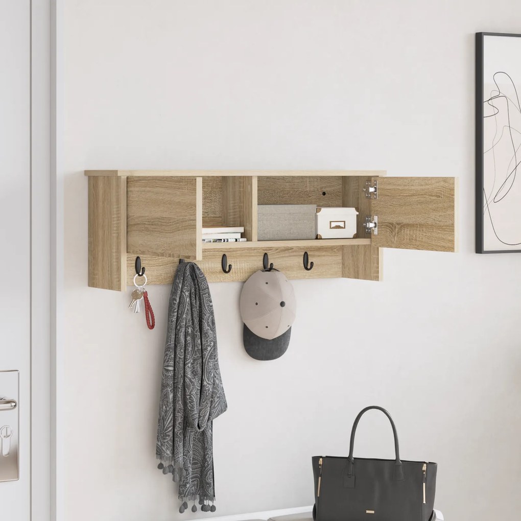 vidaXL Τοίχου Κρεμάστρα Sonoma Δρυς 80 x 20 x 30 cm Επεξεργασμένο ξύλο