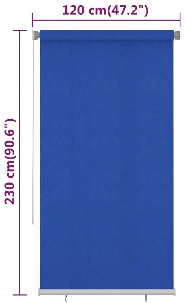 Στόρι Σκίασης Ρόλερ Εξωτερικού Χώρου Μπλε 120 x 230 εκ. HDPE - Μπλε