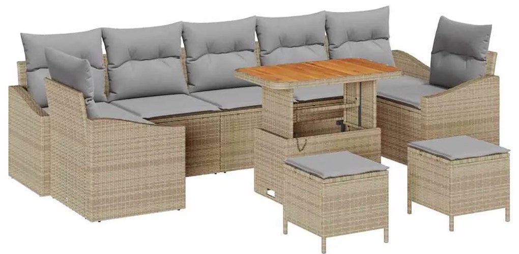vidaXL Σετ Καναπέ Κήπου 10 pcs Μπέζ και Ανοιχτό Γκρι 90 x 55 x 71 cm