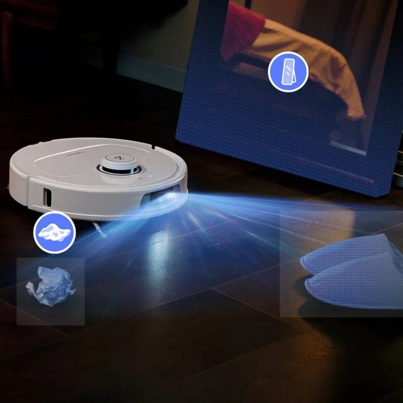 Ρομποτική ηλεκτρική σκούπα Roborock Q Revo Max V, 7000Pa, 180 λεπτά, 300 m2, Στεγνό/Μικρό, Wi-Fi, PreciSense® LiDAR + Reactive AI, Φωνητικός βοηθός, Λευκό