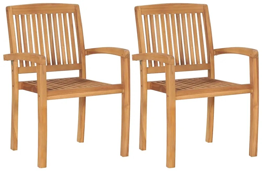 vidaXL Καρέκλες Κήπου 2 τεμ. από Μασίφ Ξύλο Teak με Μαύρα Μαξιλάρια