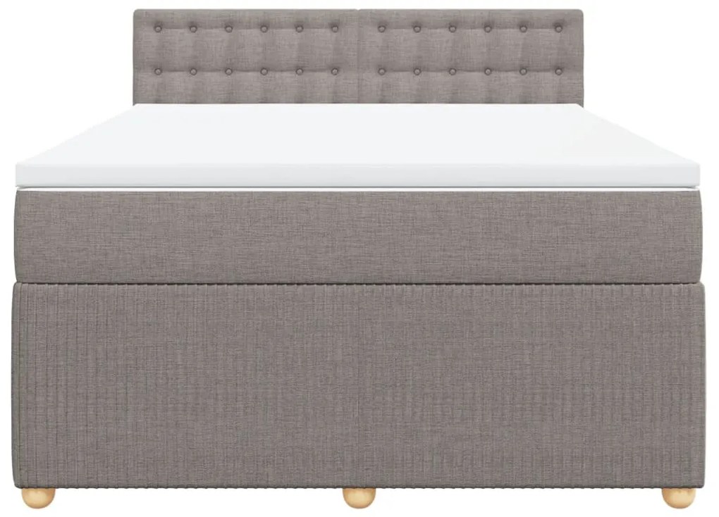 Κρεβάτι Boxspring με Στρώμα Taupe 140x200 εκ. Υφασμάτινο - Μπεζ-Γκρι