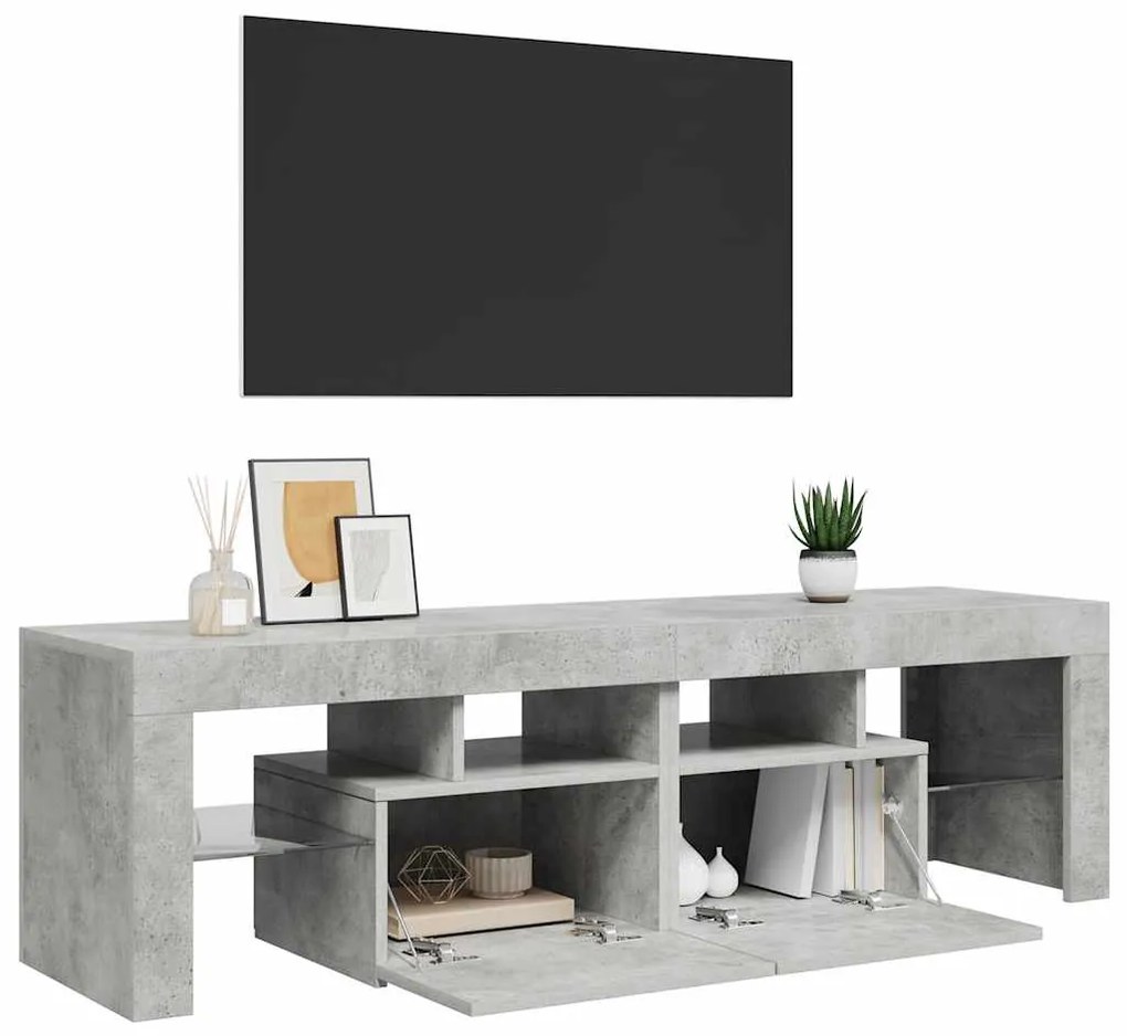 vidaXL Έπιπλο Τηλεόρασης με LED Γκρι Σκυρ. 140 x 36,5 x 40 εκ.