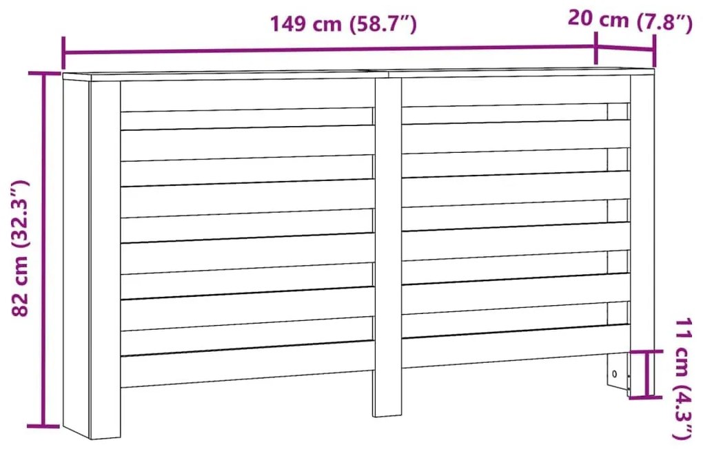 Κάλυμμα Καλοριφέρ Μαύρο 149x20x82 εκ. από Επεξεργασμένο Ξύλο - Μαύρο