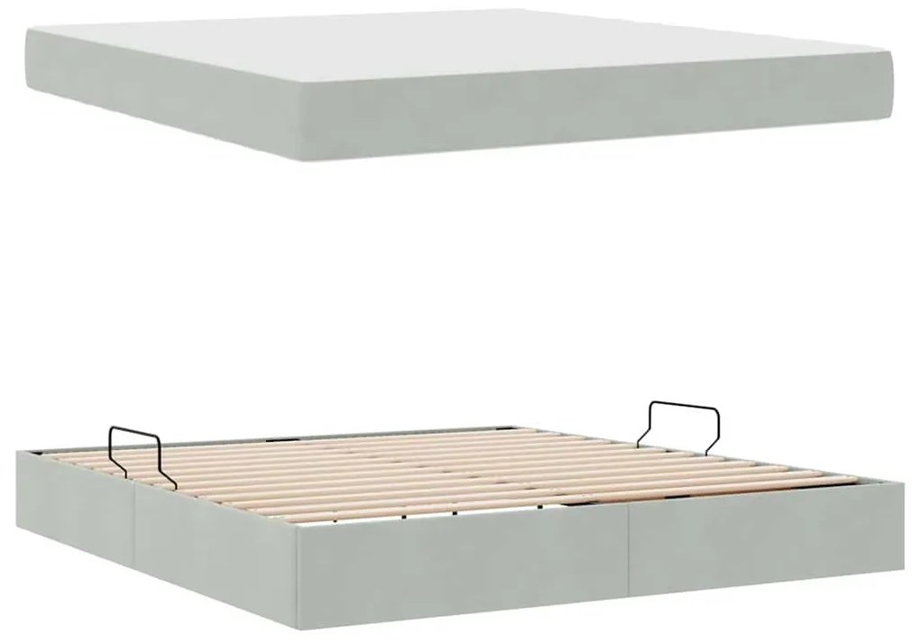 vidaXL Κρεβάτι με αποθηκευτικό χώρο και στρώμα με στρώμα Ανοιχτό γκρι