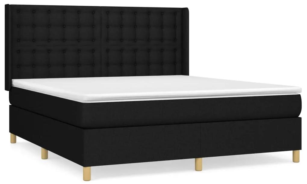 vidaXL Κρεβάτι Boxspring με Στρώμα Μαύρο 180x200 εκ. Υφασμάτινο
