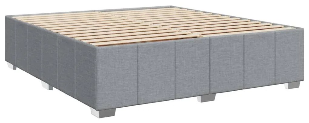 Κρεβάτι Boxspring με Στρώμα Ανοιχτό Γκρι 200x200 εκ. Υφασμάτινο - Γκρι