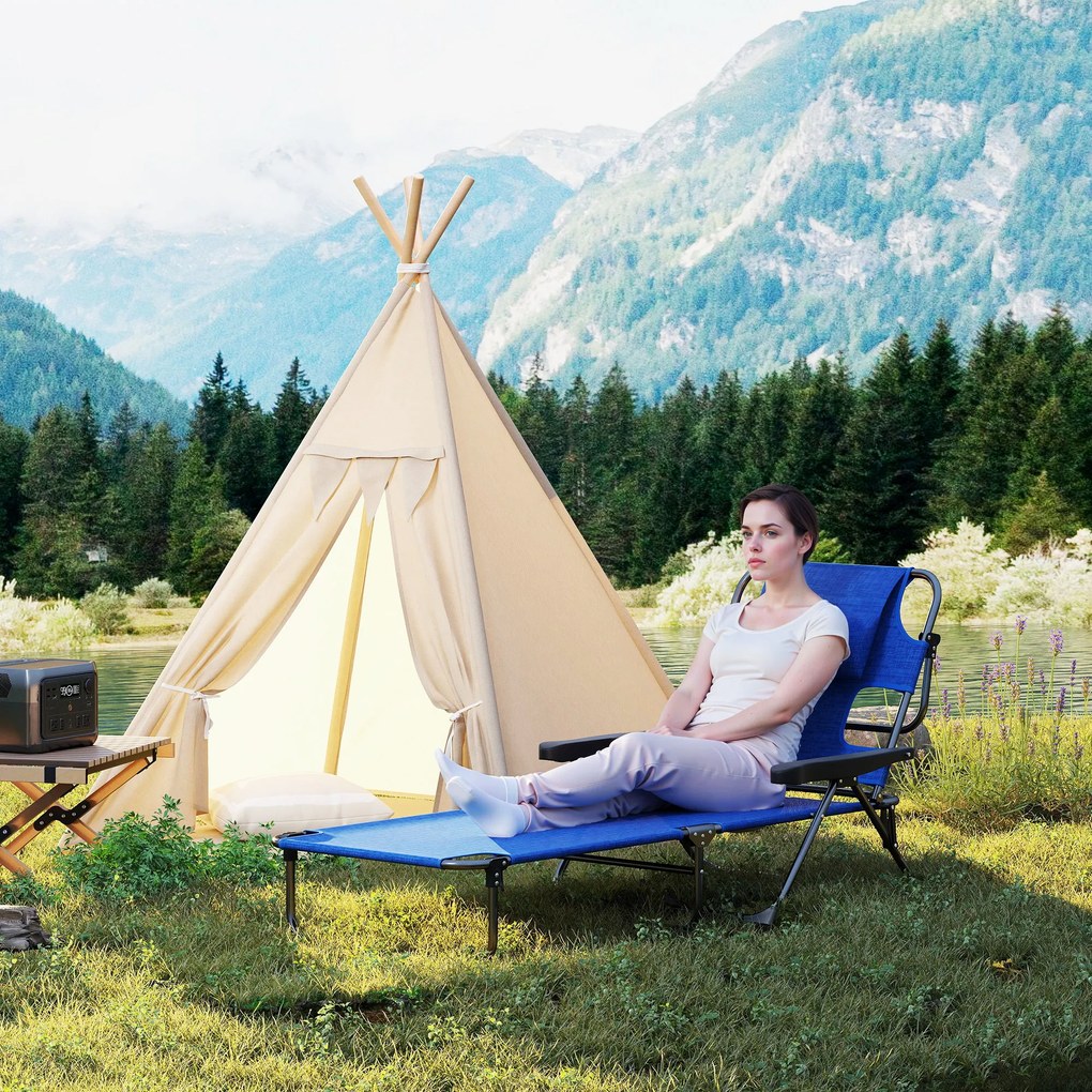 Outsunny Ξαπλώστρα Κήπου Ξαπλώστρα, Αναδιπλούμενη, Ανθεκτική στις Καιρικές Συνθήκες, 194 cm x 72 cm x 31 cm, Μαύρο + Σκούρο Μπλε