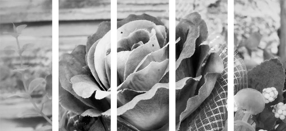 Εικόνα 5 τμημάτων κομψό vintage τριαντάφυλλο σε ασπρόμαυρο σχέδιο - 200x100