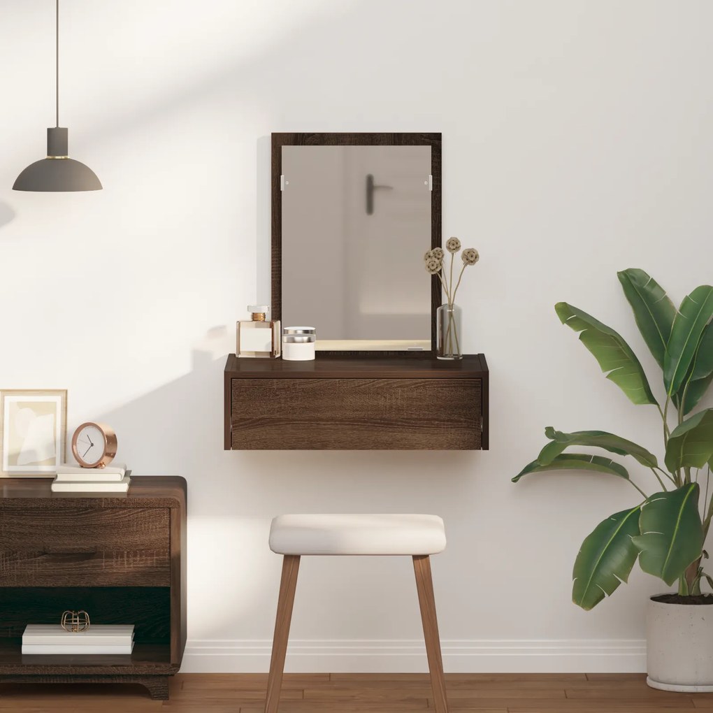 vidaXL Τοίχου Ριχείο Τραπέζι Καφέ Δρυός 60x40x70 cm