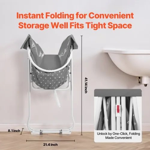 VEVOR Foldable Dog Bathtub Elevated Grey Shower Station for Small &amp; Medium Pets