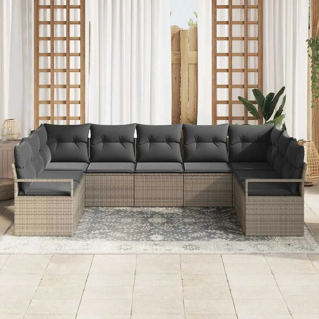 vidaXL Σετ Καναπέ Κήπου 7 pcs Γκρι Πολυ ράταν