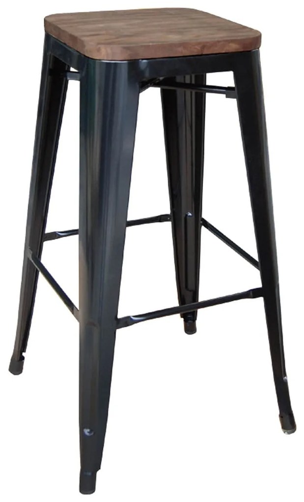Σκαμπό Μπάρ Relix Wood Black Ε5190W,1 43X43Χ76 cm Metal,Wood
