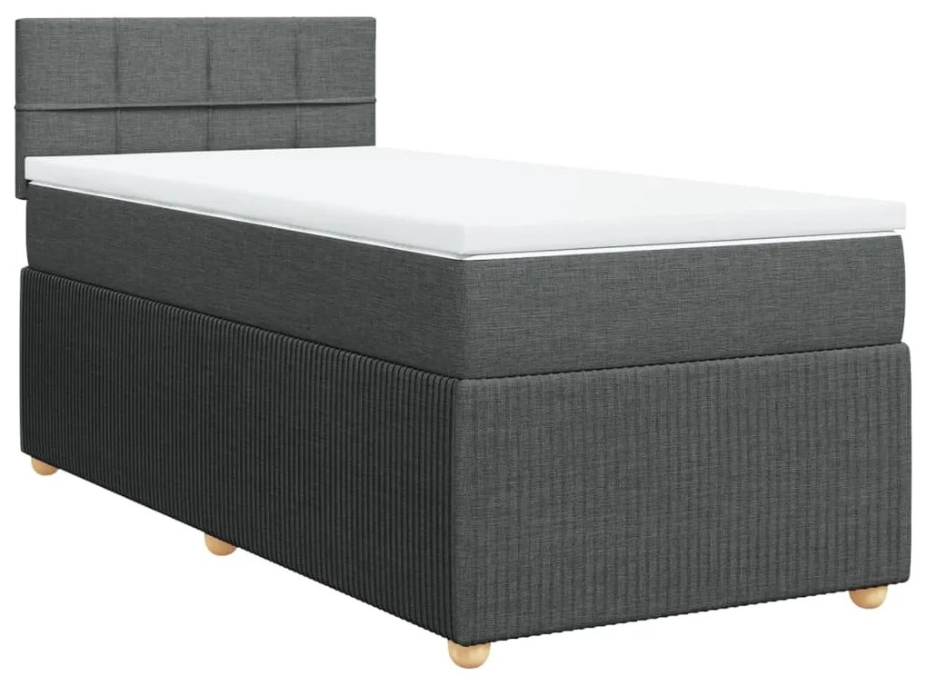 vidaXL Κρεβάτι Boxspring με Στρώμα Σκούρο Γκρι 100x200 εκ. Υφασμάτινο