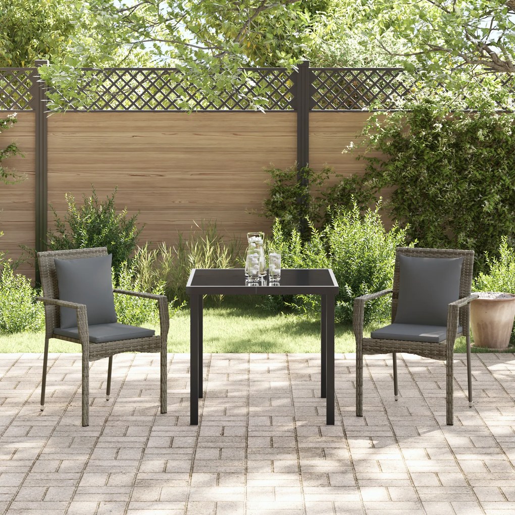vidaXL Σετ Τραπεζαρίας Κήπου 3 pcs Γκρι 80 x 80 x 73 εκ PE Ρατάν