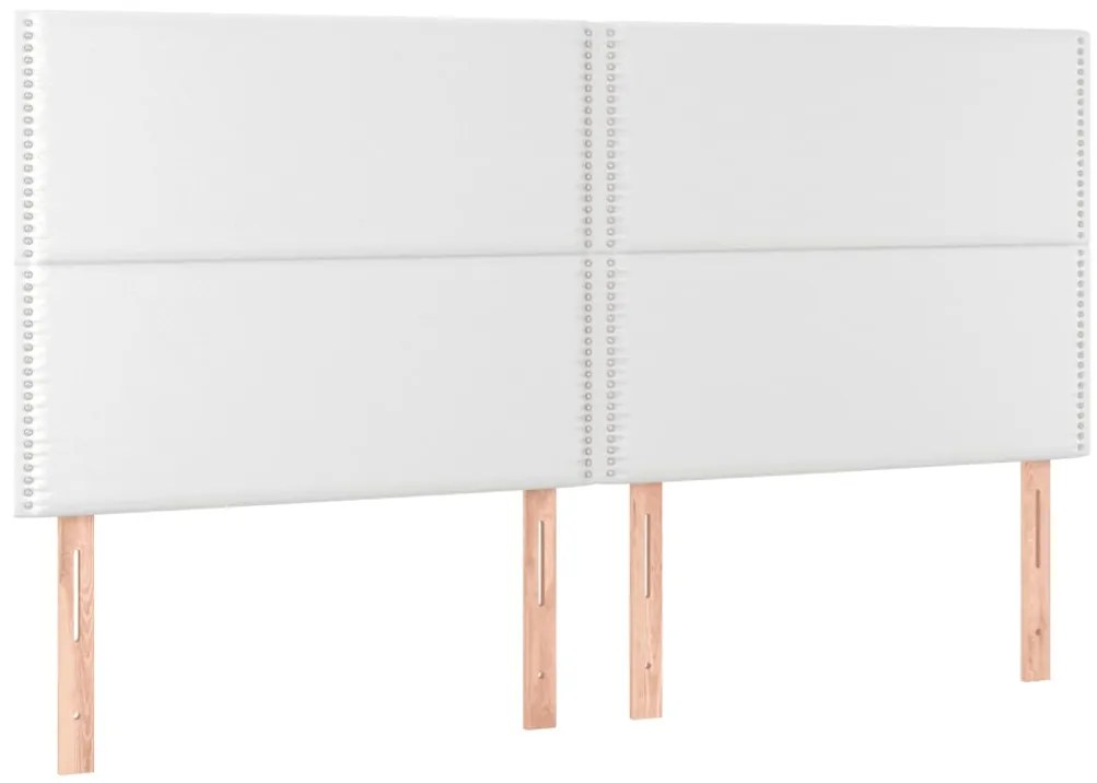 vidaXL Κρεβάτι Boxspring με Στρώμα & LED Λευκό 200x200 εκ. Συνθ. Δέρμα