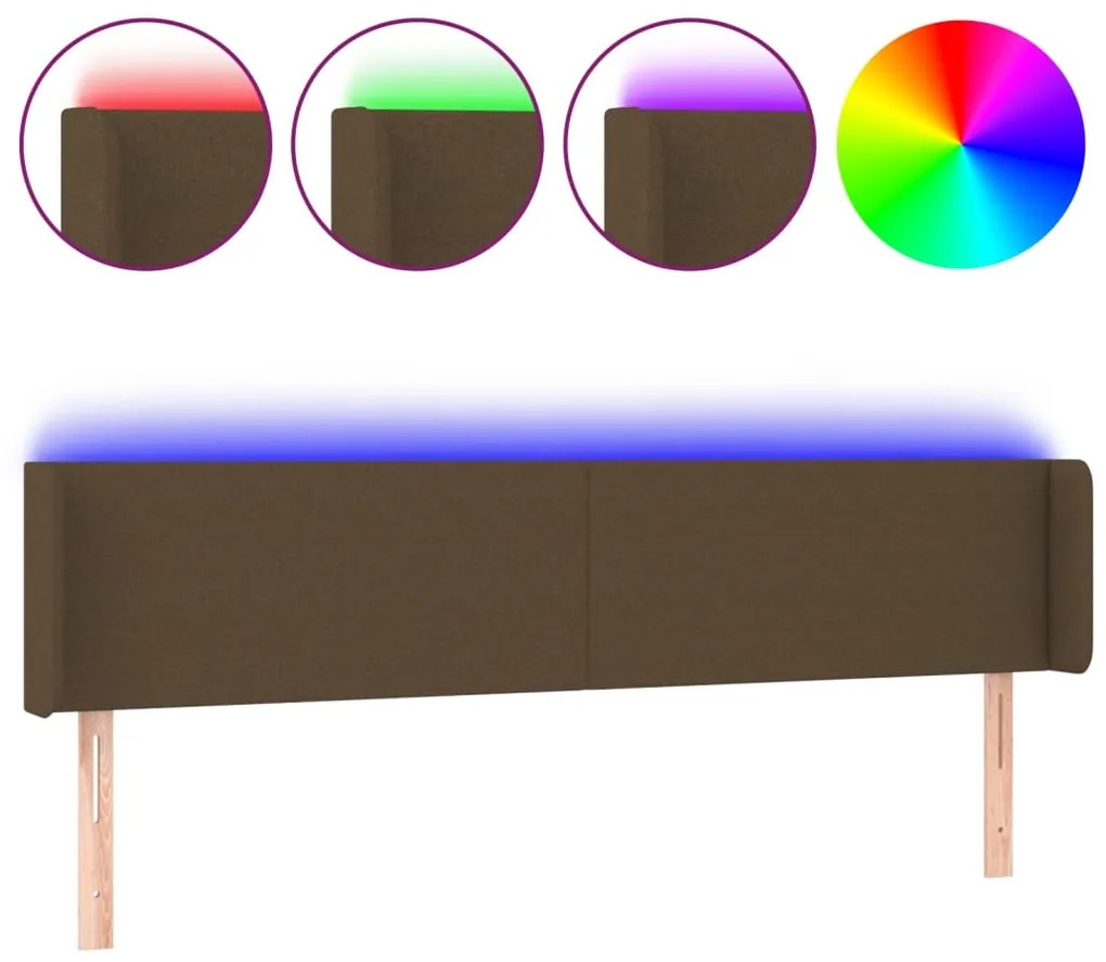 vidaXL Κεφαλάρι Κρεβατιού LED Σκούρο Καφέ 203x16x78/88 εκ. Υφασμάτινο