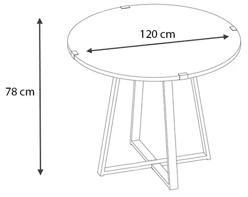 Τραπέζι Rubes Megapap χρώμα γκρι σκυροδέματος 120x120x78εκ.
