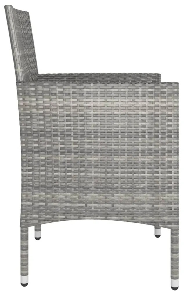 vidaXL Καρέκλες και Σκαμπό Κήπου Σετ 4 Τεμαχίων Γκρι Συνθετικό Ρατάν