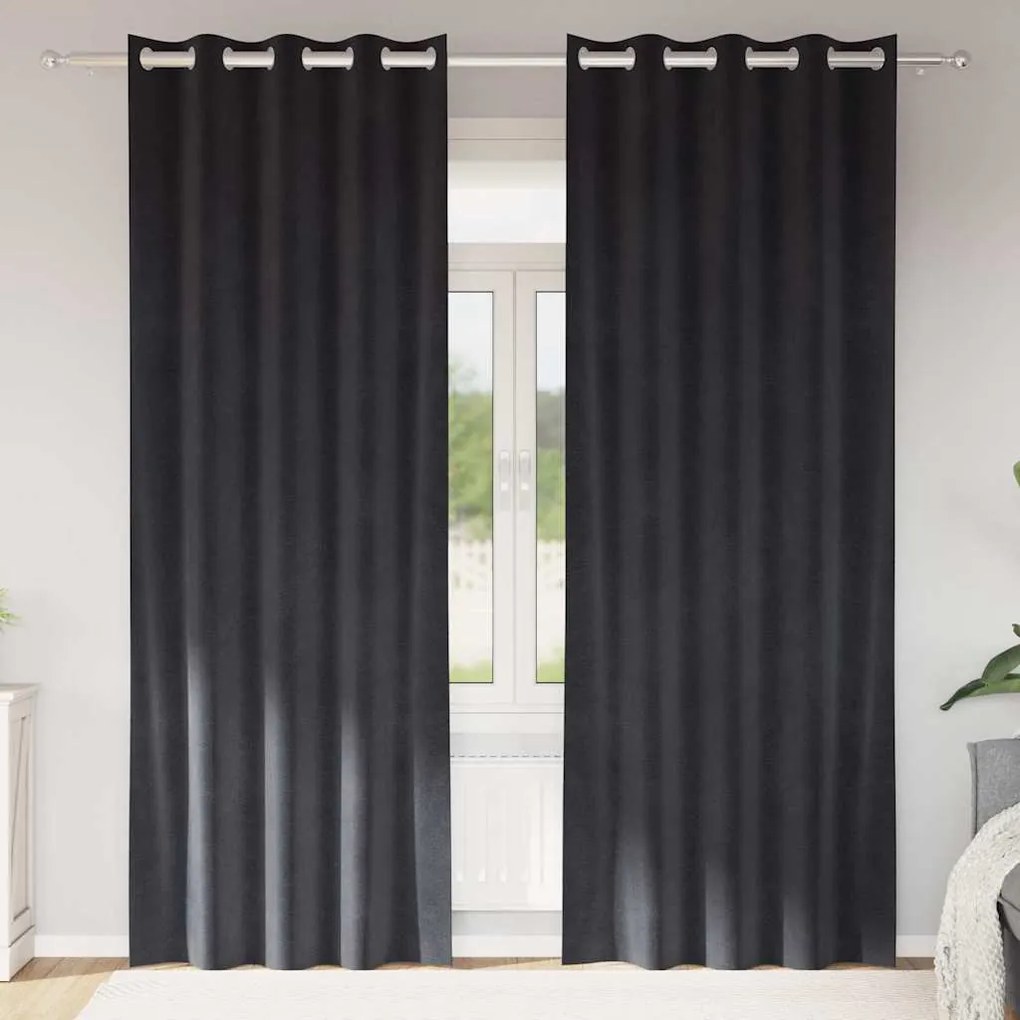 vidaXL Κουρτίνες με κουρτίνες 2 pcs Σκούρο γκρι 140 x 225 cm Βελούδο