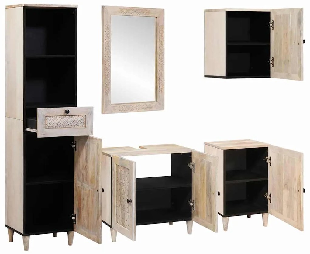 vidaXL Σετ Επίπλων Μπάνιου με συρτάρι 5 pcs Λευκό 38 x 33 x 160 εκ.