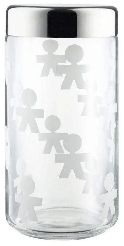 Βάζο Αποθήκευσης Girotondo AKK38 1500ml Silver-Clear Alessi Ατσάλι,Γυαλί