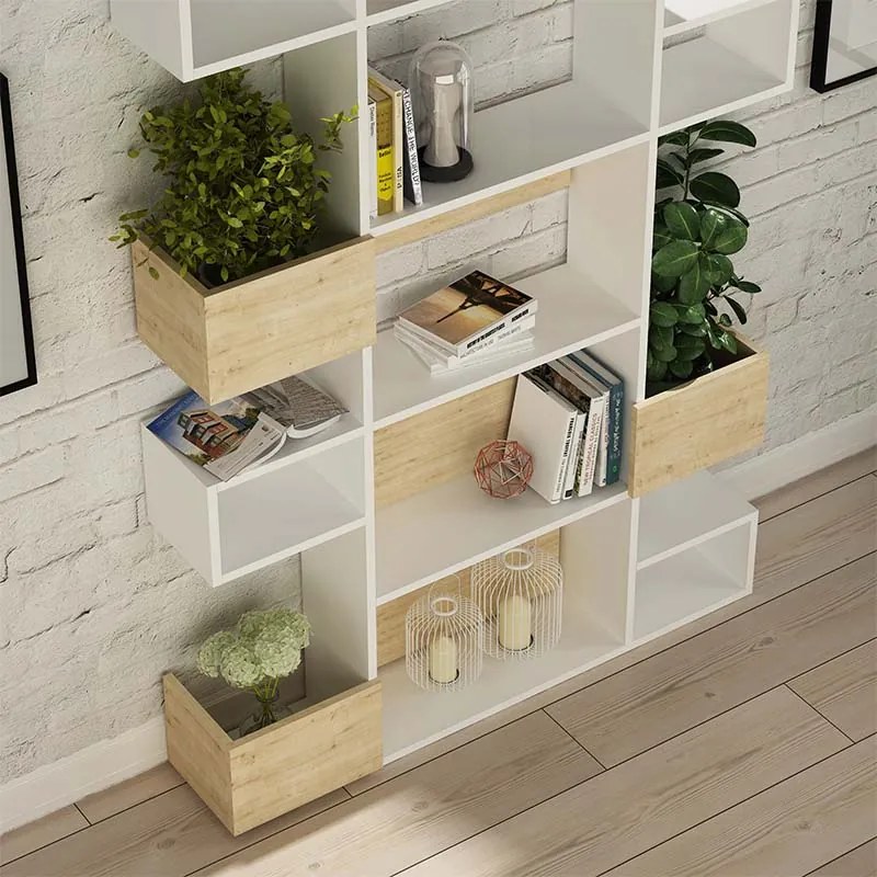 ΒΙΒΛΙΟΘΗΚΗ NIHO MEGAPAP ΧΡΩΜΑ ΛΕΥΚΟ - ΦΥΣΙΚΟ ΟΞΙΑΣ 120X25,3X171ΕΚ.