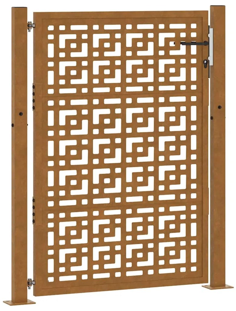 vidaXL Πύλη κήπου 105x130 cm Σταυρός σχεδιασμού από διαβρωμένο χάλυβα