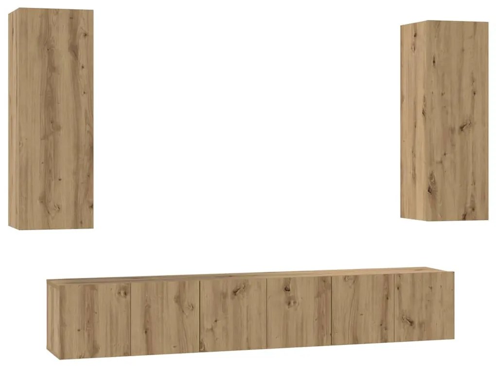 vidaXL Σετ επίπλου τηλεόρασης 5 pcs artisan δρυς 30.5 x 30 x 90 cm