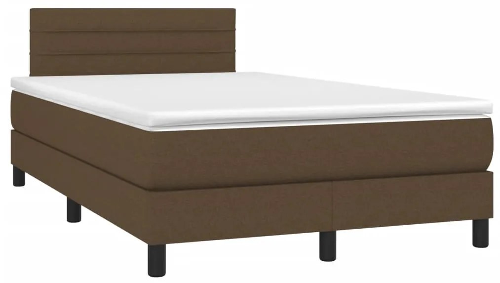 vidaXL Κρεβάτι Boxspring με Στρώμα &amp; LED Σκ.Καφέ 120x200 εκ Υφασμάτινο