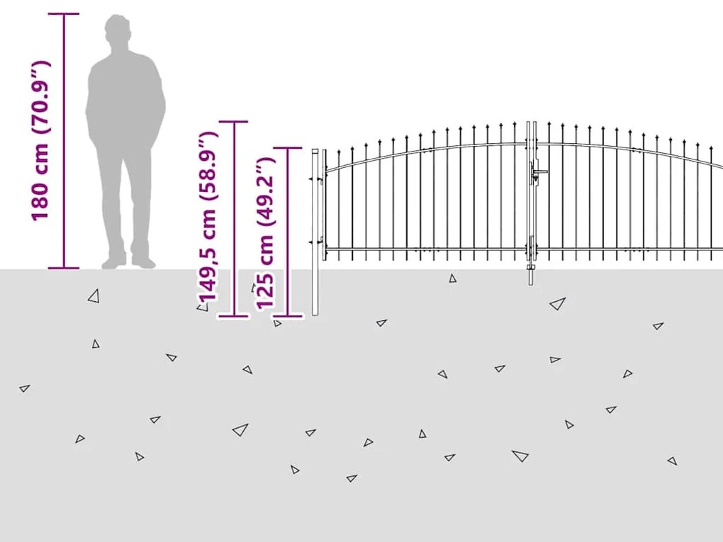 vidaXL Πύλη Κήπου Μαύρο 100 x 500 cm