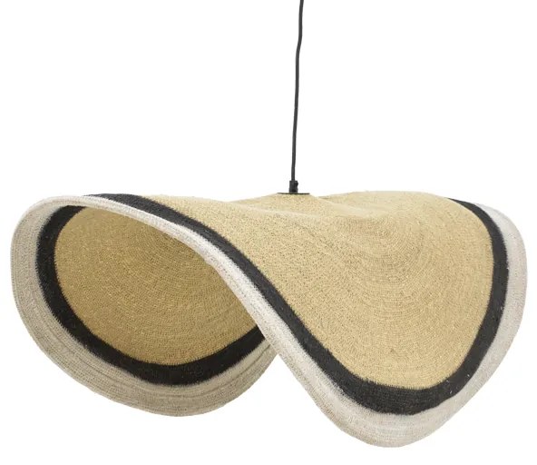 Intrahome Φωτιστικό οροφής Hatchie intrahome φυσικό-μαύρο-λευκό ψάθα-μέταλλο Φ70x123εκ | SKU: INTRAPA-428111112