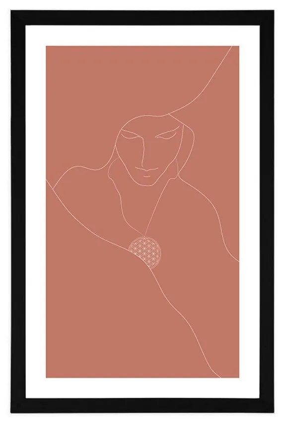 Αφίσα με παρπαστού Διακριτικές γραμμές και το λουλούδι της ζωής - 40x60 black