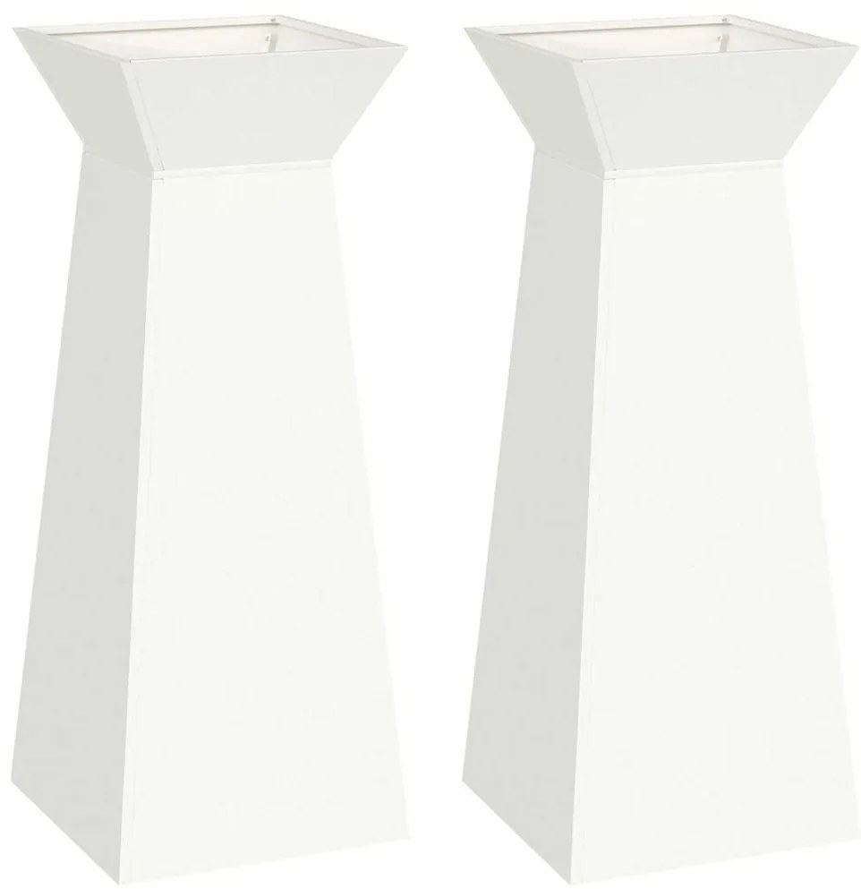 vidaXL Γλάστρες Κήπου 2 τεμ με Κουπάτ Λευκό 40x40x100 εκ, Χάλυβας