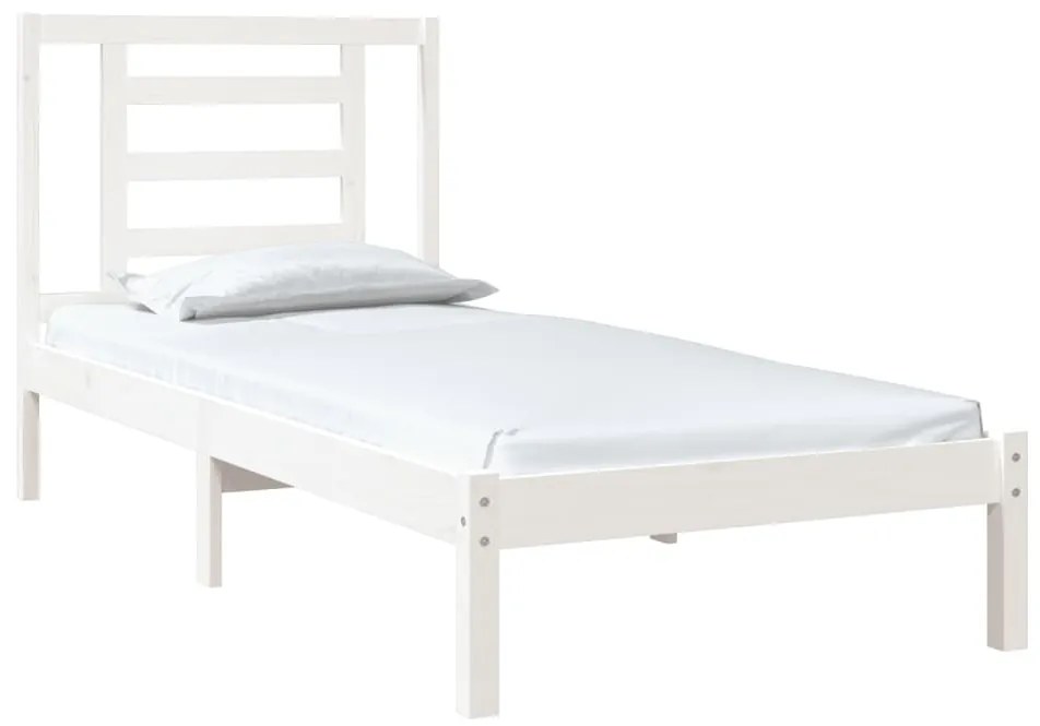 vidaXL Πλαίσιο Κρεβατιού Λευκό 75x190 εκ. Μασίφ Ξύλο Small Single