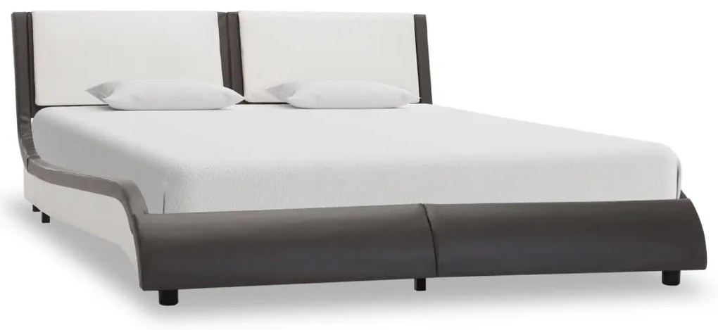vidaXL Σκελετός Κρεβατιού με LED χωρίς Στρώμα Γκρι και Λευκό 120x190 εκ.