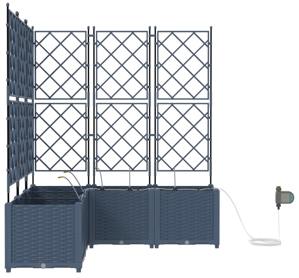 vidaXL Γλάστρες Κήπου 1 τεμ Καφασωτό Γκρι 120 x 120 x 142 cm Πλαστικό