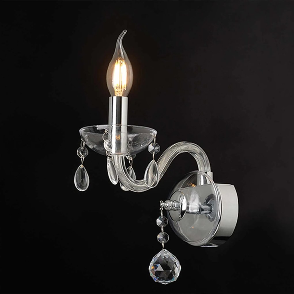 Φωτιστικό Τοίχου BLK82041WCC Clear Crystal, Metal