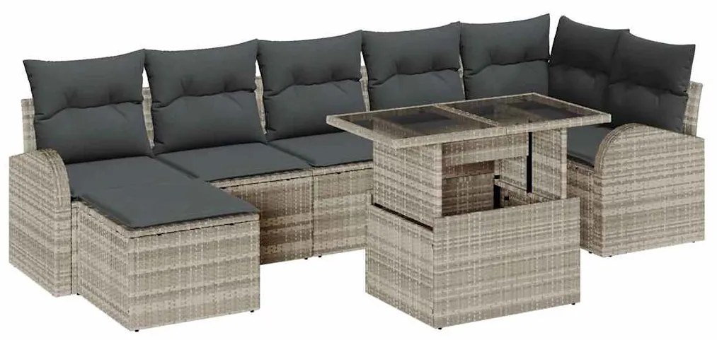 vidaXL Σετ Καναπέ Κήπου με μαξιλάρι 8 pcs Ανοιχτό γκρι Πολυ ράταν